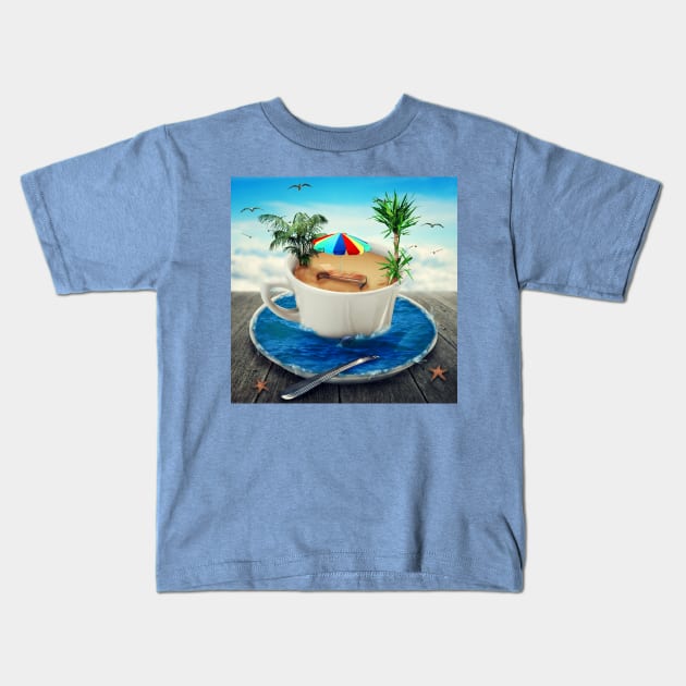 summer holiday cup Kids T-Shirt by psychoshadow
